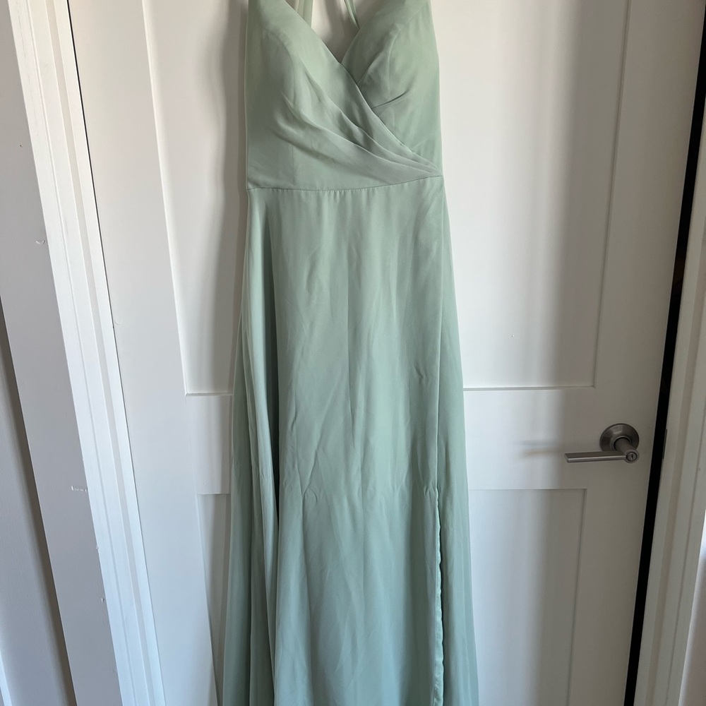 Azazie Davis Dusty Sage Bridesmaid Gown